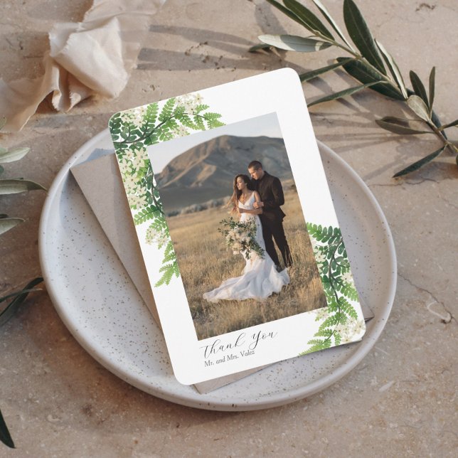 Fougères Fleurissantes Photo Merci Mariage (Créateur téléchargé)