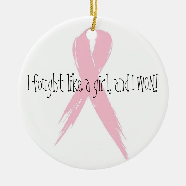 Fought like a girl ceramic ornament (Front)