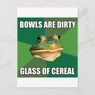 Foul Bachelor Frog Glass of Cereal Postcard