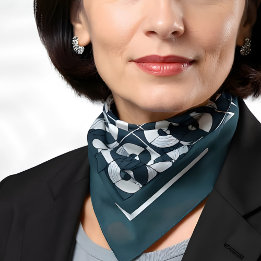 Foulard Gray and White Circles Geometric