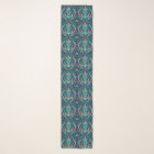 Noir Turquoise Bleu Moderne Damas Art Déco Floral
