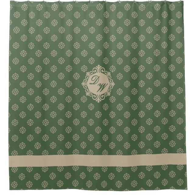 Foulard rosette geometric pattern, sage green (Front)
