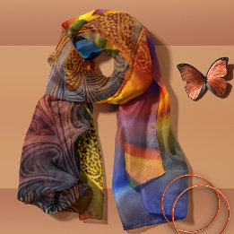 Foulard Spirales de bronze avec Abstrait bleu