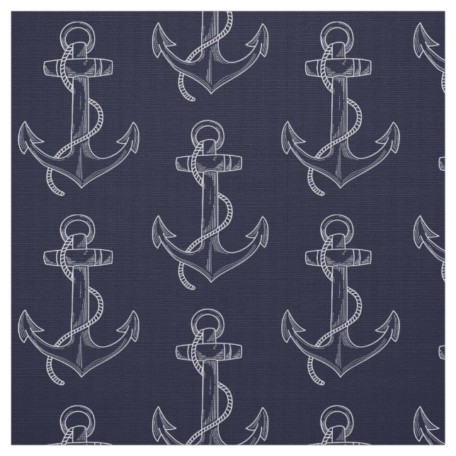 Fouled Anchor Nautical Fabric (Swatch)