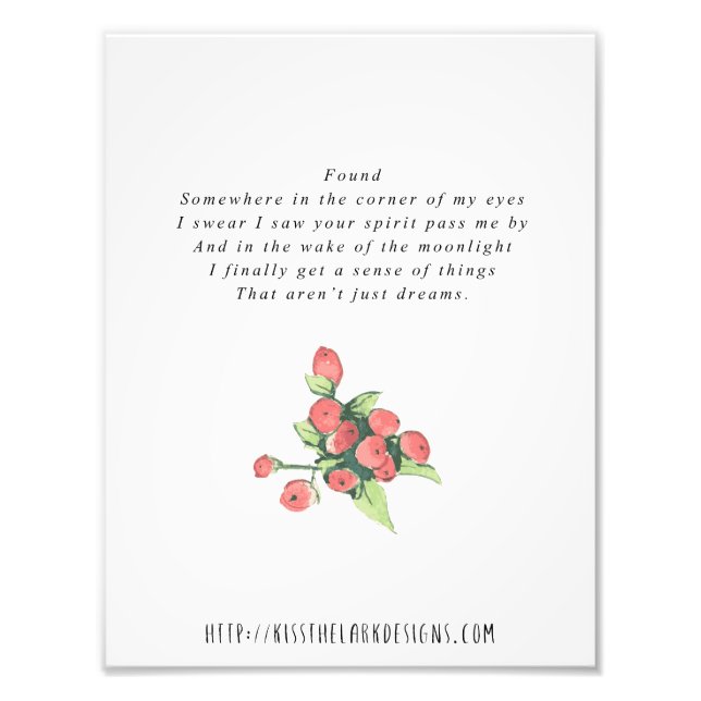 Found - 8.5 x 11 Poetry Printable Photo Print (Front)