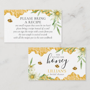 Found Her Honey Bee Bridal Shower Recipe Request Enclosure Card