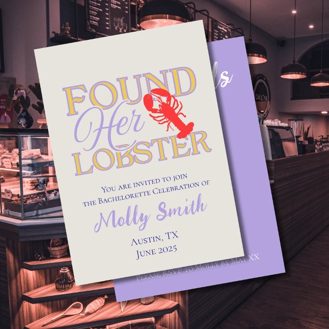 Found Her Lobster – Cute Engagement or Bridal  Invitation (Found Her Lobster invite with modern font – perfect for engagement or 90s bridal celebrations!)