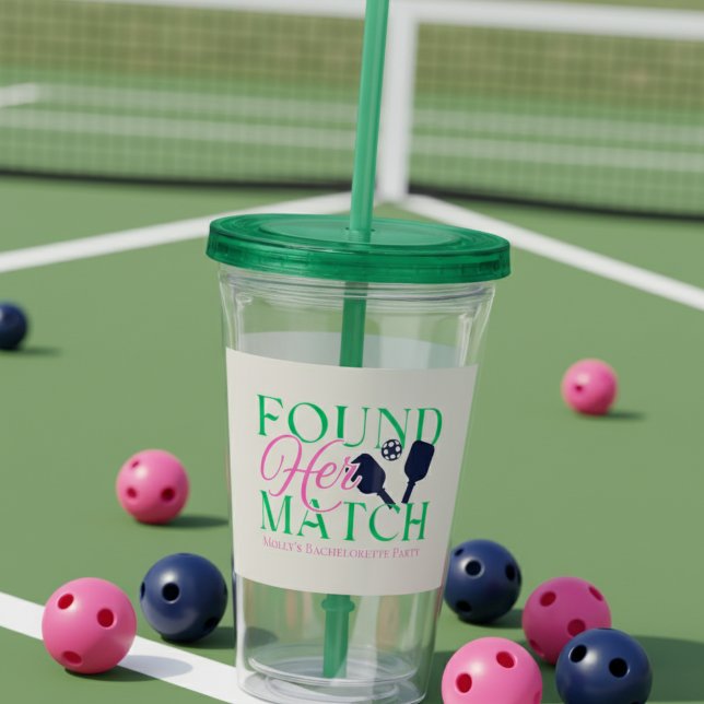 Found Her Match – Fun Pickleball-Inspired Bridal  Acrylic Tumbler (Celebrate love and friendly competition with this playful “Found Her Match” design!)