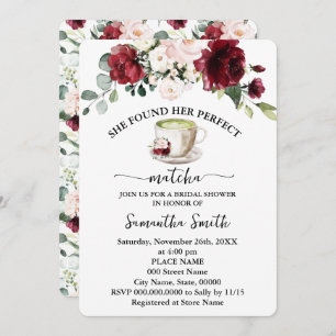 Found Her Perfect Matcha Bridal Shower Marsala Invitation