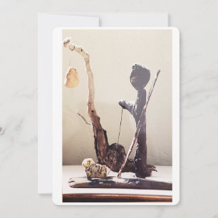 Found items driftwood and stone sculpture holiday card