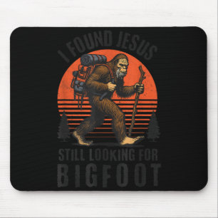 Found jesus looking for bigfoot retro vintage mouse pad