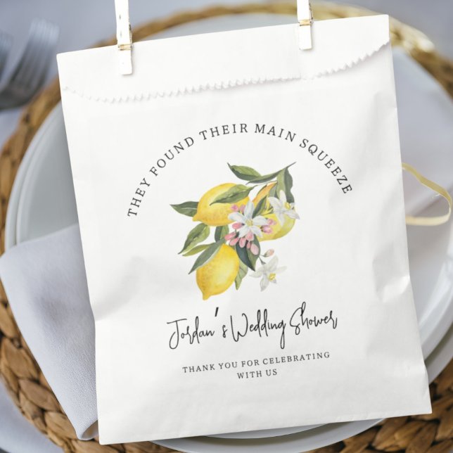 Found Main Squeeze Watercolor Lemon Wedding Shower Favour Bag (Creator Uploaded)