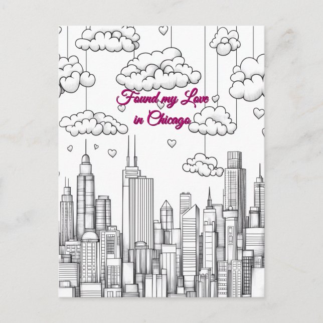 Found my Love in Chicago Valentine's Day Postcard (Front)