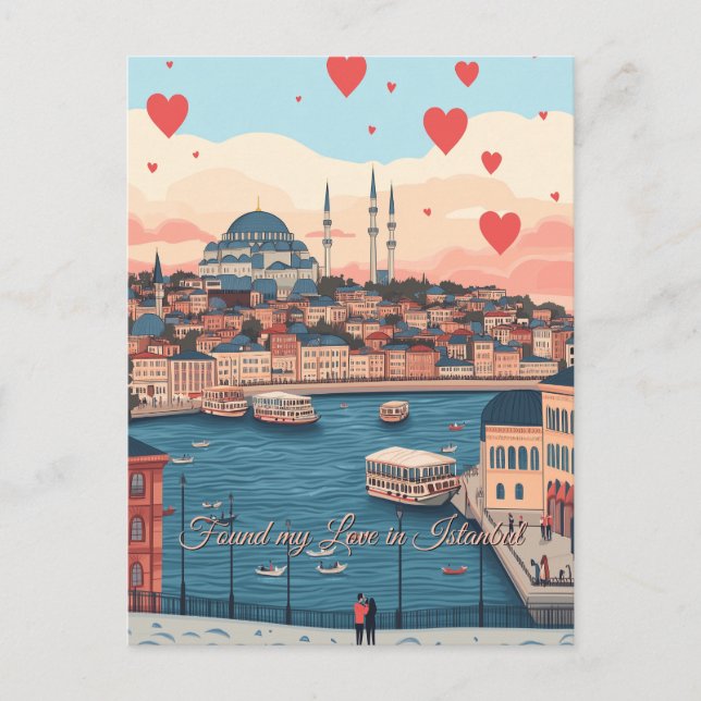 Found my Love in Istanbul Turkiye Valentine's Day Postcard (Front)