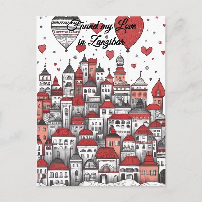 Found my Love in Zanzibar Valentine's Day Postcard (Front)