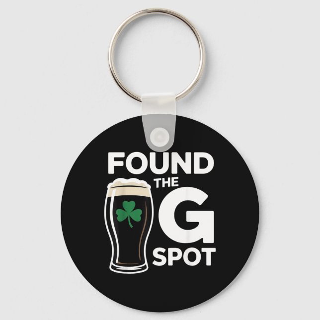 Found The G Spot Funny St Patricks Day Keychain (Front)