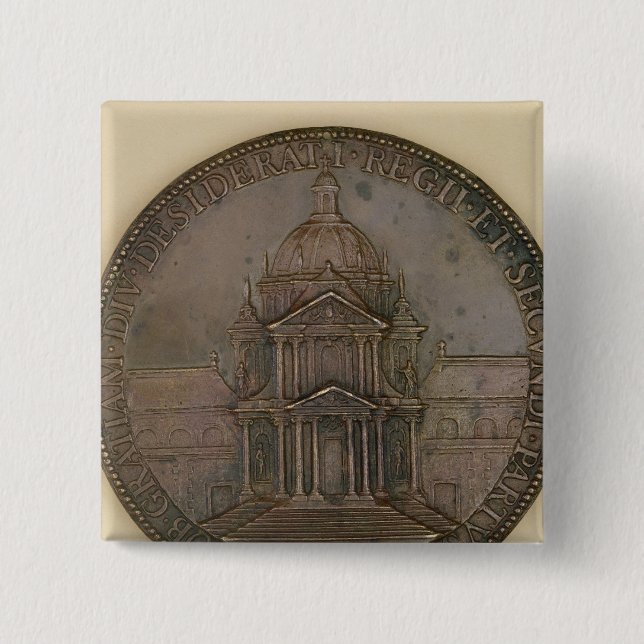 Foundation medal of Val-de-Grace 2 Inch Square Button (Front)