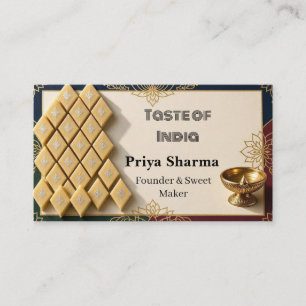 Founder & Sweet Maker Diwali Sweets Green Ivory Business Card