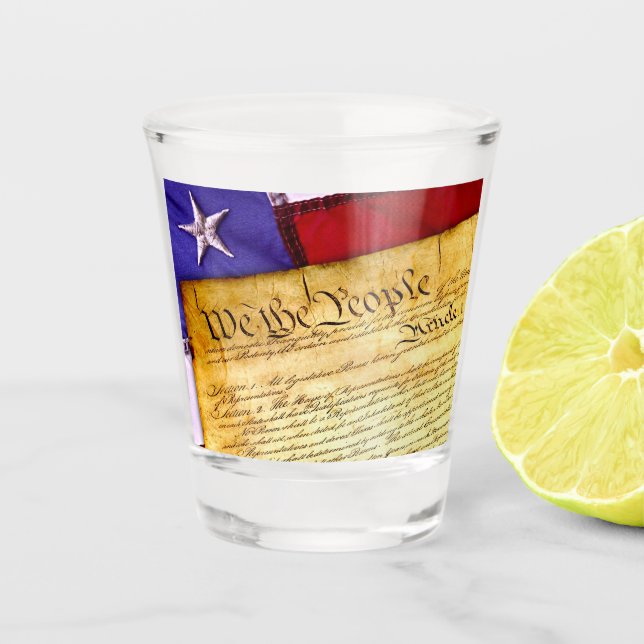 Founding‑Era Patriotic Script  Shot Glass (Front)