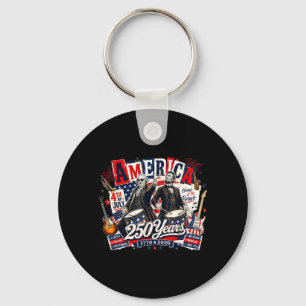 Founding Father Abe Lincoln Playing Guitar 250th Keychain