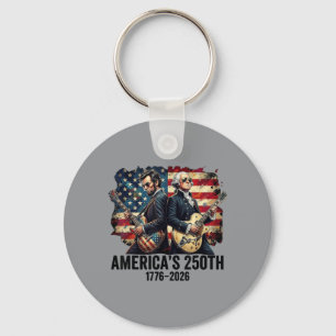 Founding Father Abe Lincoln Playing Guitar 250th Keychain