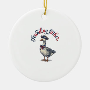 Founding Father Goose Vintage Patriotic Shirt Desi Ceramic Ornament