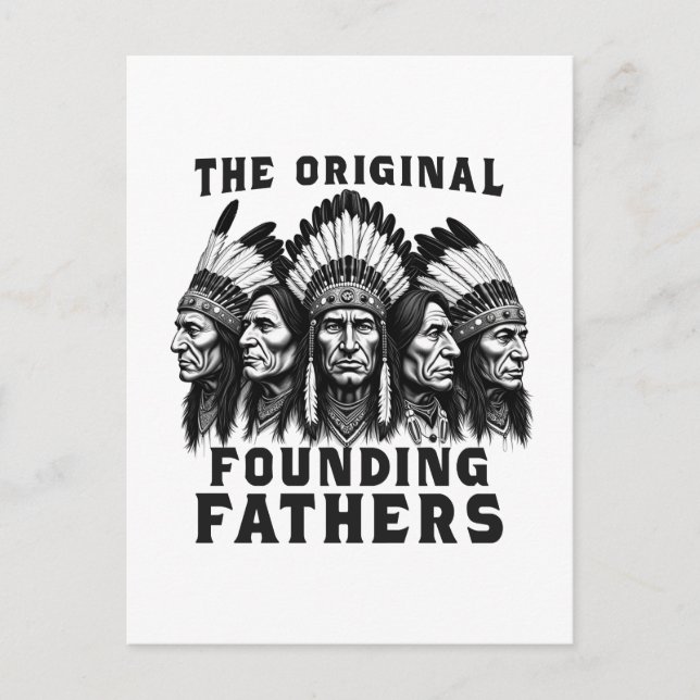Founding Fathers Native American Indian Holiday Postcard (Front)