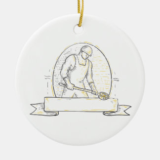Foundry Worker Steel Ladle Miono Line Ceramic Ornament