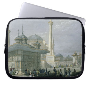 Fountain and Square of St. Sophia, Istanbul, engra Laptop Sleeve