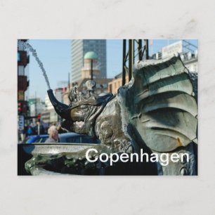 Fountain at City Hall square in Copenhagen Postcard