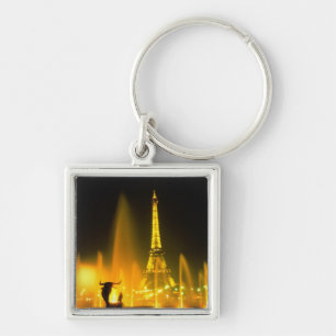 Fountain at the world famous Eiffel Tower Paris Keychain