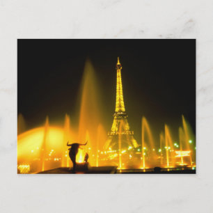 Fountain at the world famous Eiffel Tower Paris Postcard