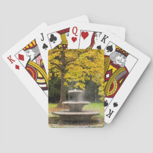 Fountain by a tree in fall, Germany Playing Cards