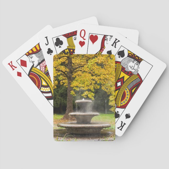 Fountain by a tree in fall, Germany Playing Cards (Back)