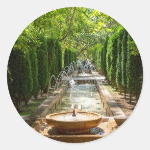 Fountain in Almudaina Gardens - Palma de Mallorca Classic Round Sticker