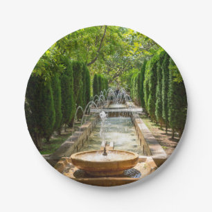 Fountain in Almudaina Gardens - Palma de Mallorca Paper Plate