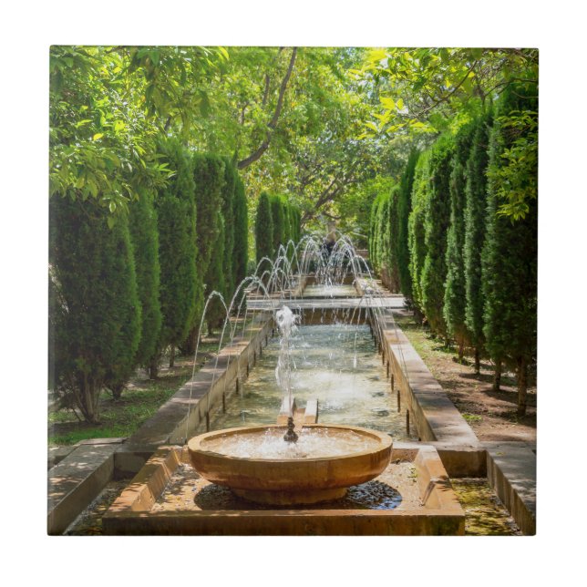 Fountain in Almudaina Gardens - Palma de Mallorca Tile (Front)