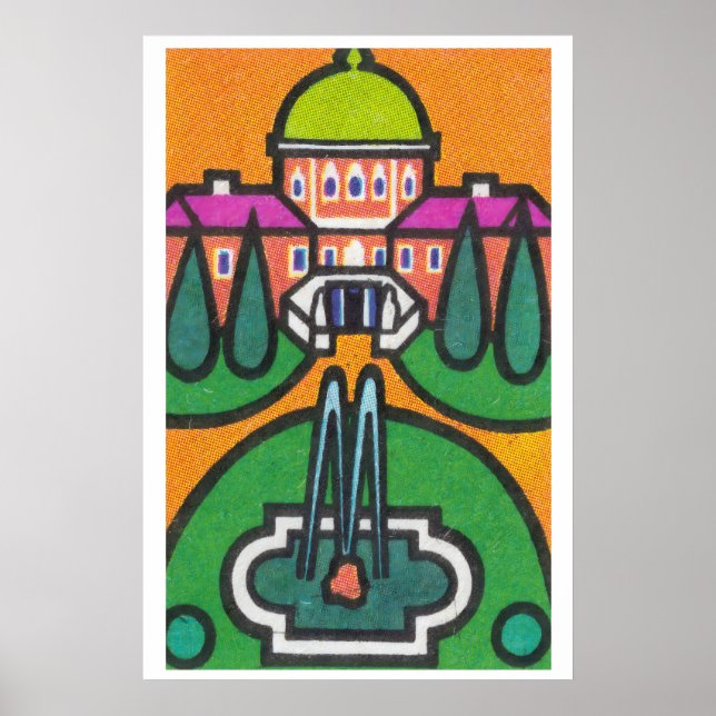 Fountain - Matchbox Print - Aesthetic Wall Art (Front)