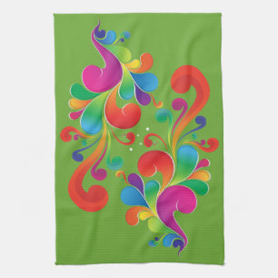 Fountain of Color, Groovy 70s multicolored Kitchen Towel