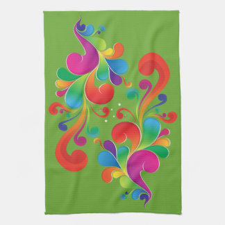 Fountain of Colour, Groovy 70s multicolored Kitchen Towel