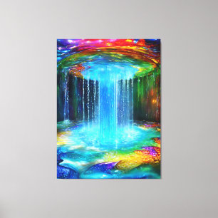 Fountain of Life Waterfall Colourful Abstract  Canvas Print