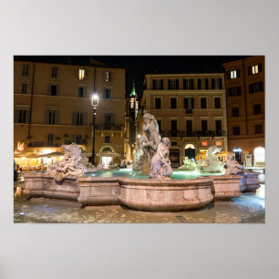 Fountain of Neptune in the Piazza Navona - Rome Poster