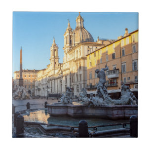 Fountain of Neptune in the Piazza Navona - Rome Tile