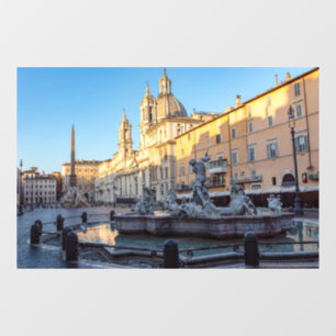Fountain of Neptune in the Piazza Navona - Rome Window Cling