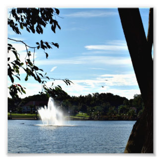 Fountain on Lake Mirror on a  Photo Print