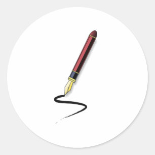 Fountain Pen Classic Round Sticker