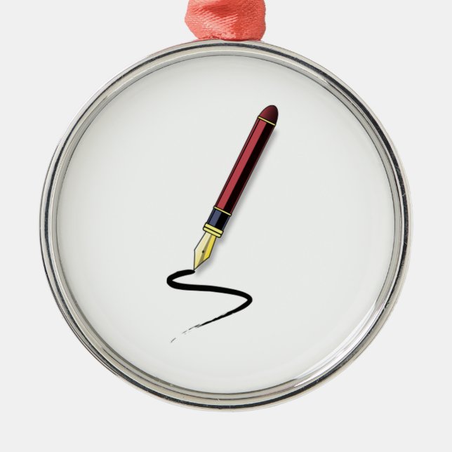 Fountain Pen Metal Ornament (Front)