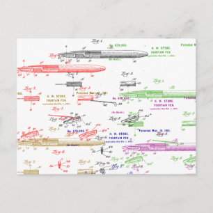 Fountain pen patent postcard