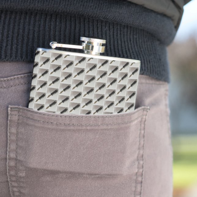 Fountain Pen Patterned Hip Flask (In Situ)