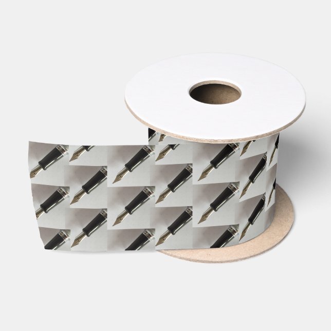 Fountain Pen Patterned Satin Ribbon (Spool)